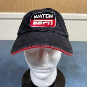 Pacific Headwear Men's Watch ESPN Strapback Baseball Cap Black 282C NWOT